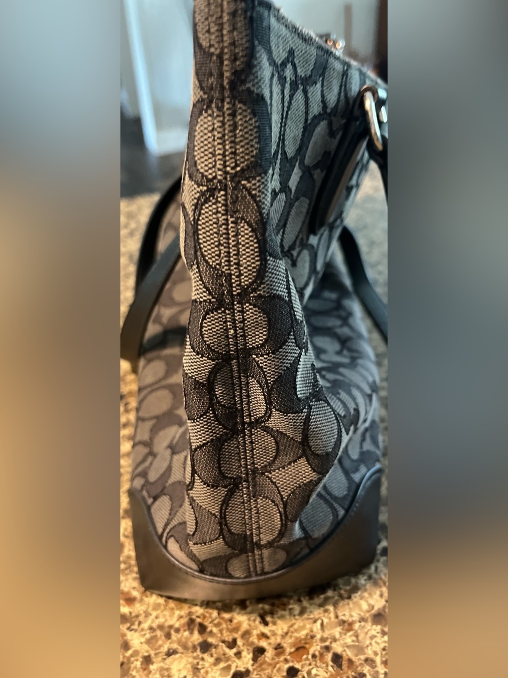Coach Signature Canvas Tote in Black and Charcoal - Picture 3 of 10